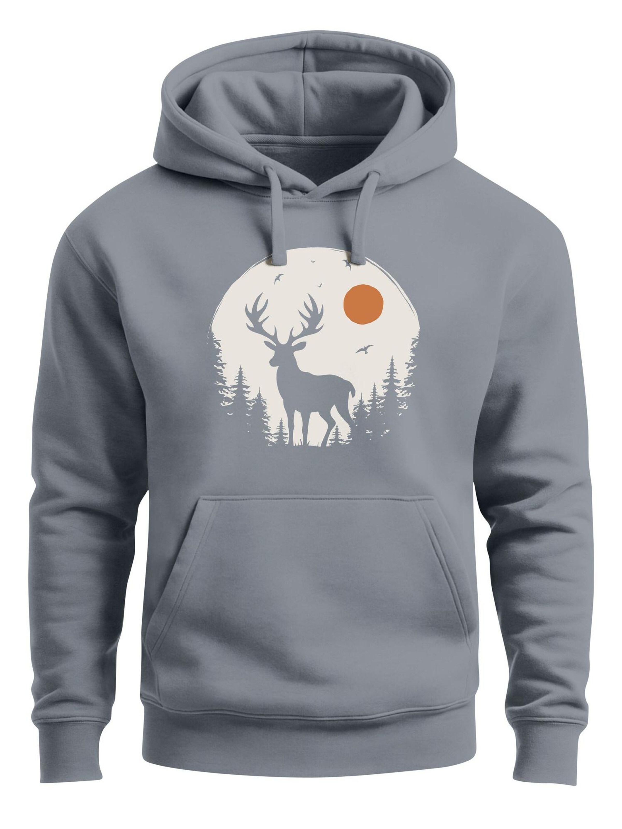 Neverless Sweatshirt 'Wald Hirsch'‌‌‌‌‌‌‌ in Grau: Vorderseite