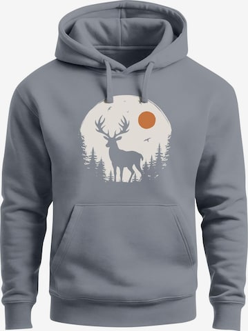 Neverless Sweatshirt 'Wald Hirsch' in Grau: Vorderseite
