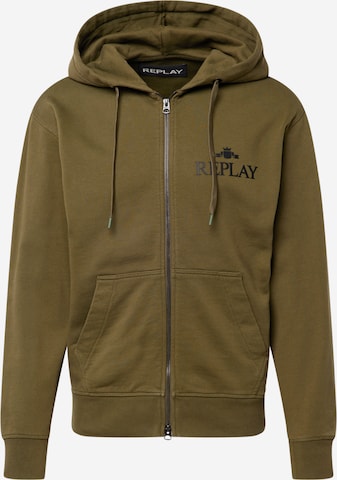 REPLAY Zip-Up Hoodie in Green: front