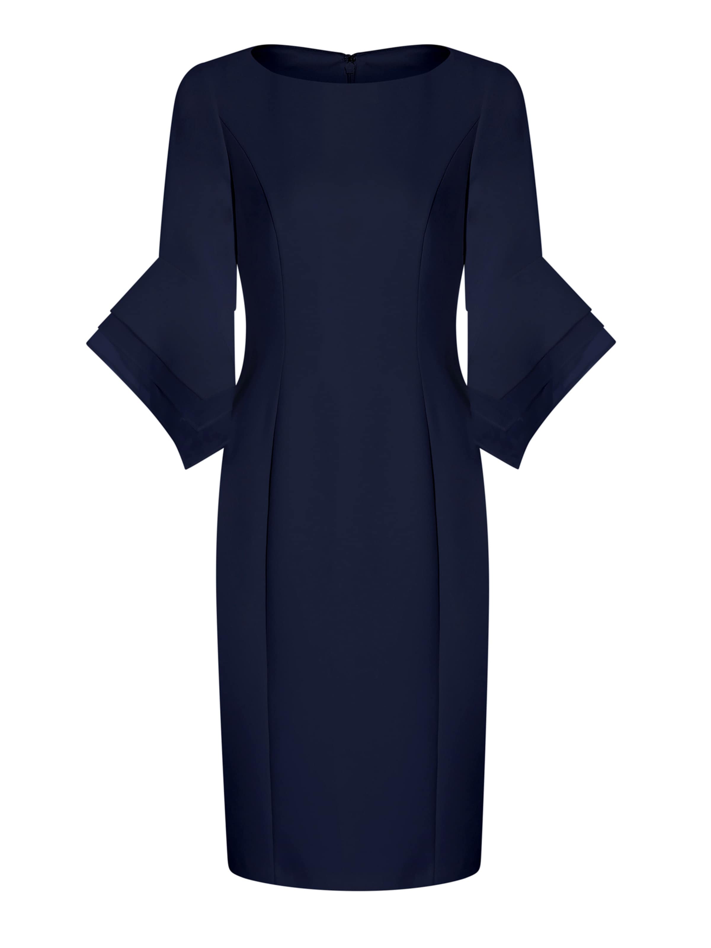Adrianna Papell Knielanges Cocktailkleid 'Knit Crepe Tiered Sleeve Dress' in Blau: Vorderseite
