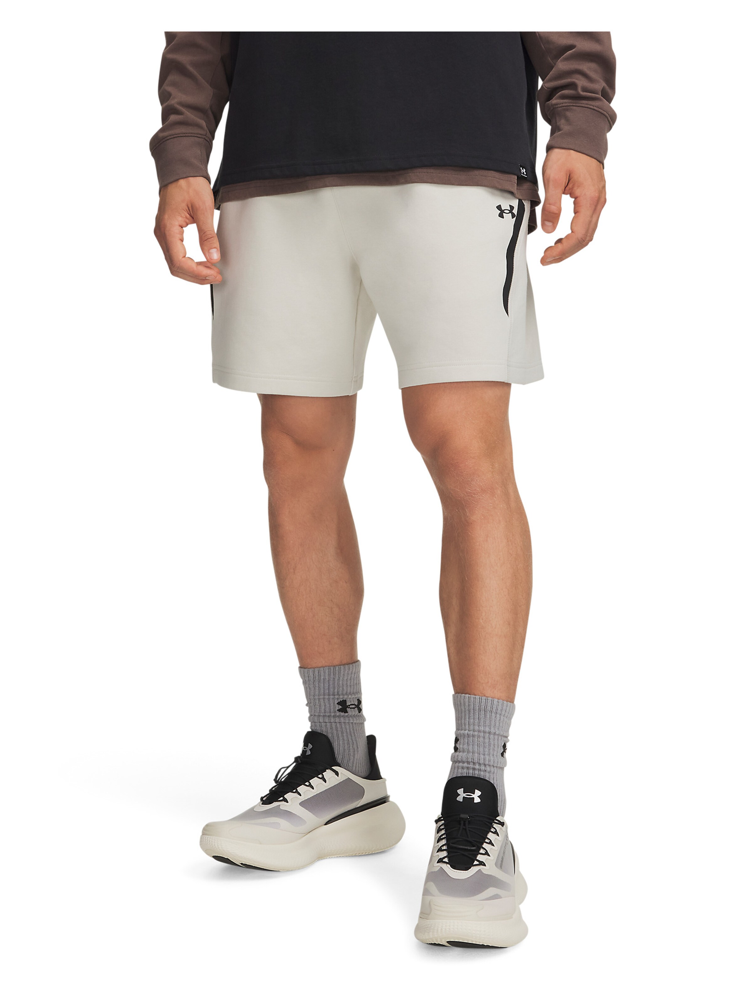 UNDER ARMOUR Regular Workout Pants 'Unstoppable Flc' in White: front