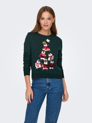 ONLY - Pullover 'XMAS' em verde: frente