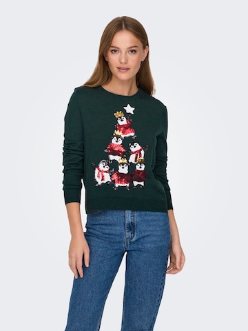 ONLY Pullover 'XMAS' i grøn: forside