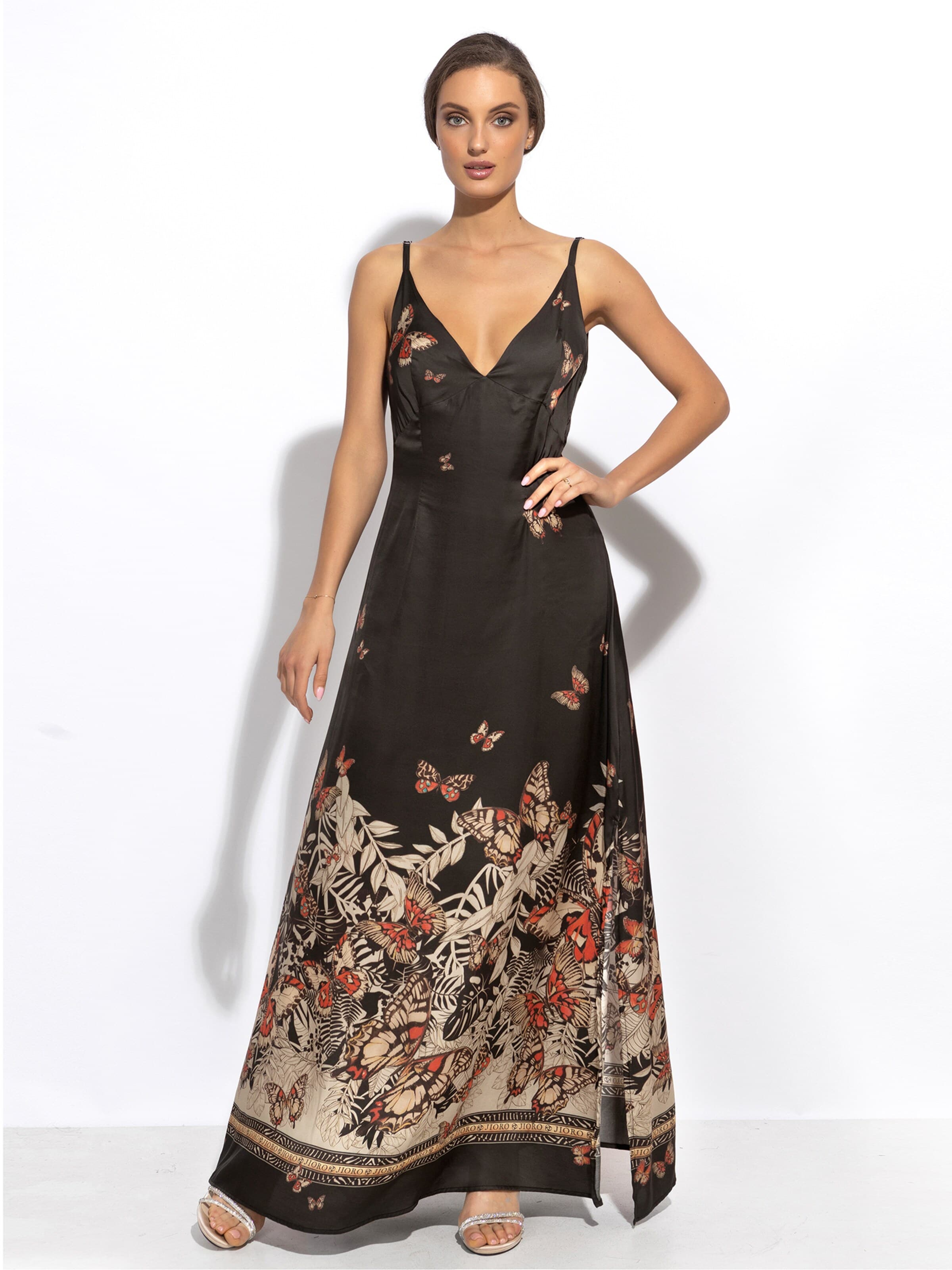 JIORO Kleid 'MIDNIGHT BUTTERFLIES'‌‌‌‌‌‌‌‌ in Schwarz: Vorderseite