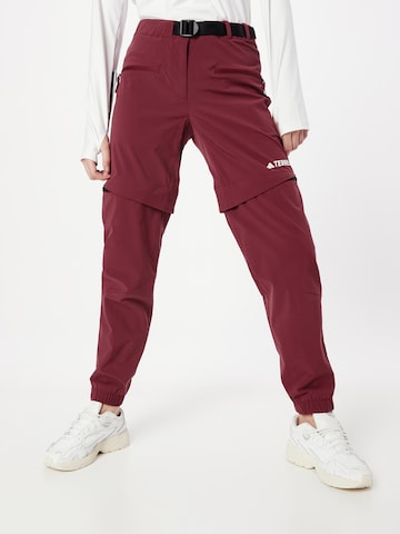 ADIDAS TERREX Tapered Sportbroek 'Utilitas Zip-Off' in Rood: voorkant