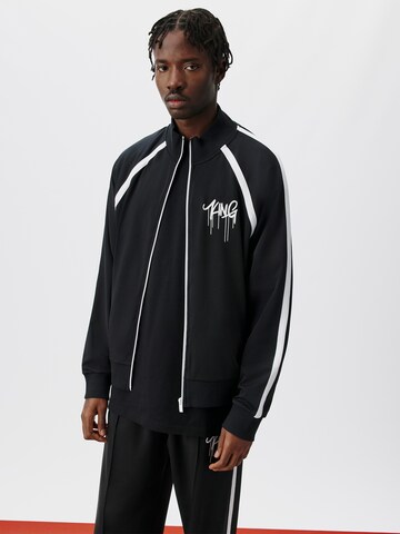 ABOUT YOU x Kingsley Coman Zip-Up Hoodie 'Dylan' in Black: front