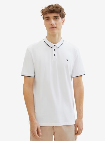 TOM TAILOR DENIM Poloshirt in Weiß: predná strana