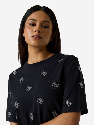 Top 'SILVY 4G SS CN T-SHIRT V6GI18 K2985' di GUESS in nero