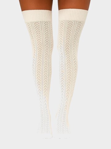 Lycille Over the Knee Socks in Beige: front