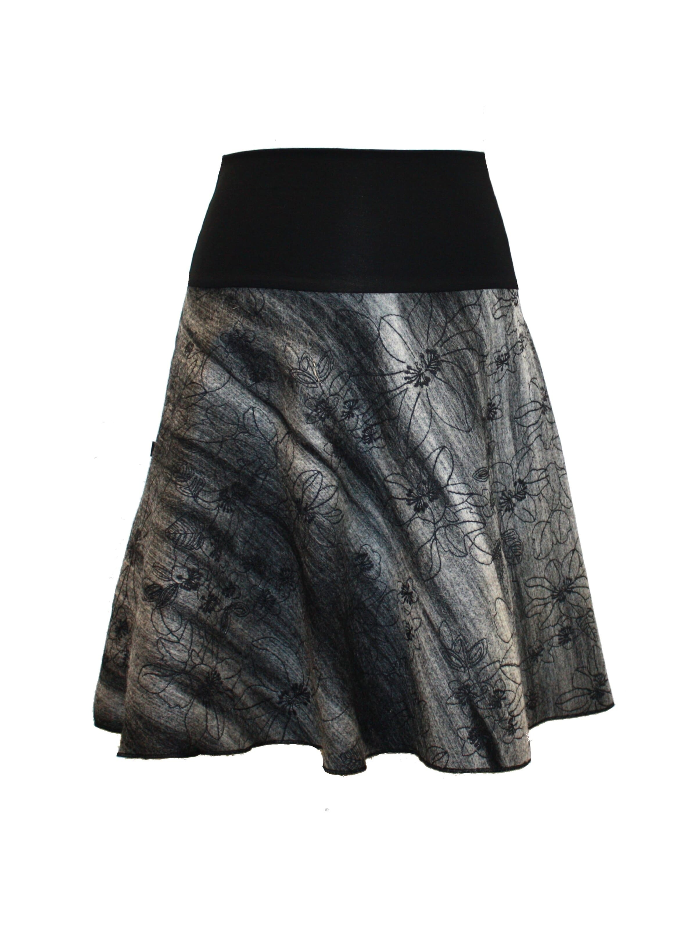 dunkle design Skirt 'Loden Bestickt' in Grey: front