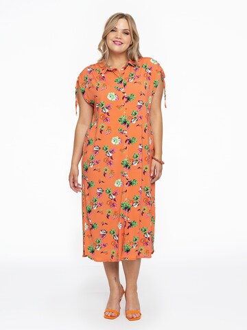 Yoek Shirt Dress in Orange: front