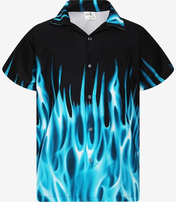 King Kameha Shirt 'Flames' in Blau: Vorderseite