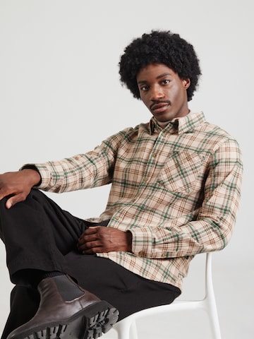 Kronstadt Regular fit Button Up Shirt 'Gavel' in Beige: front