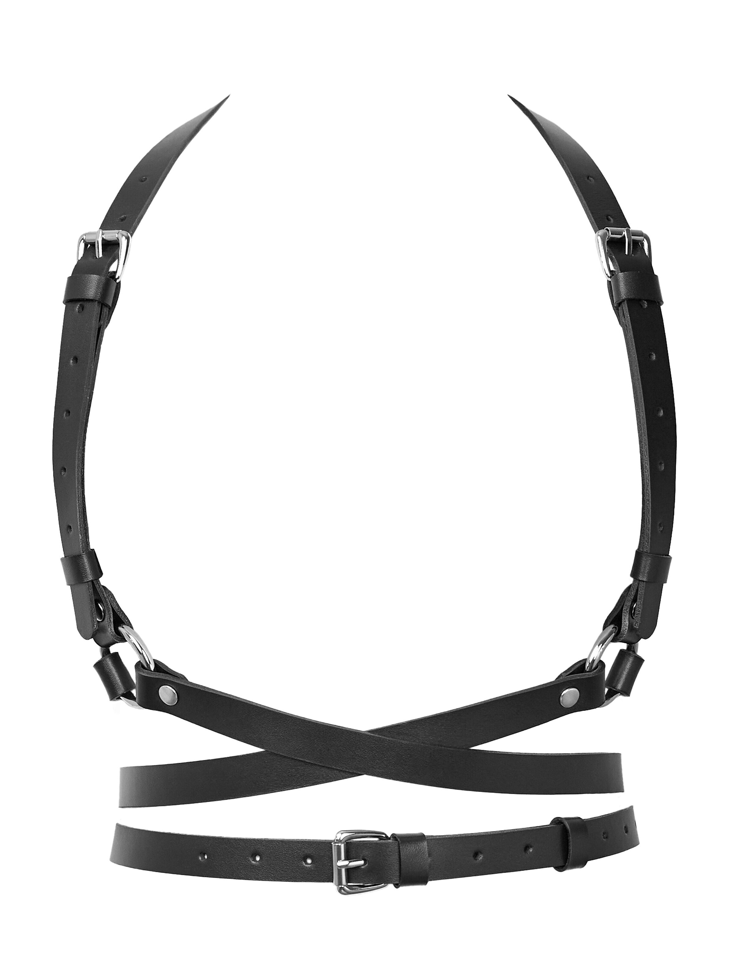 GODDESS Leather Gürtel 'Harness ARTEMIS'‌‌‌ in Schwarz: Vorderseite