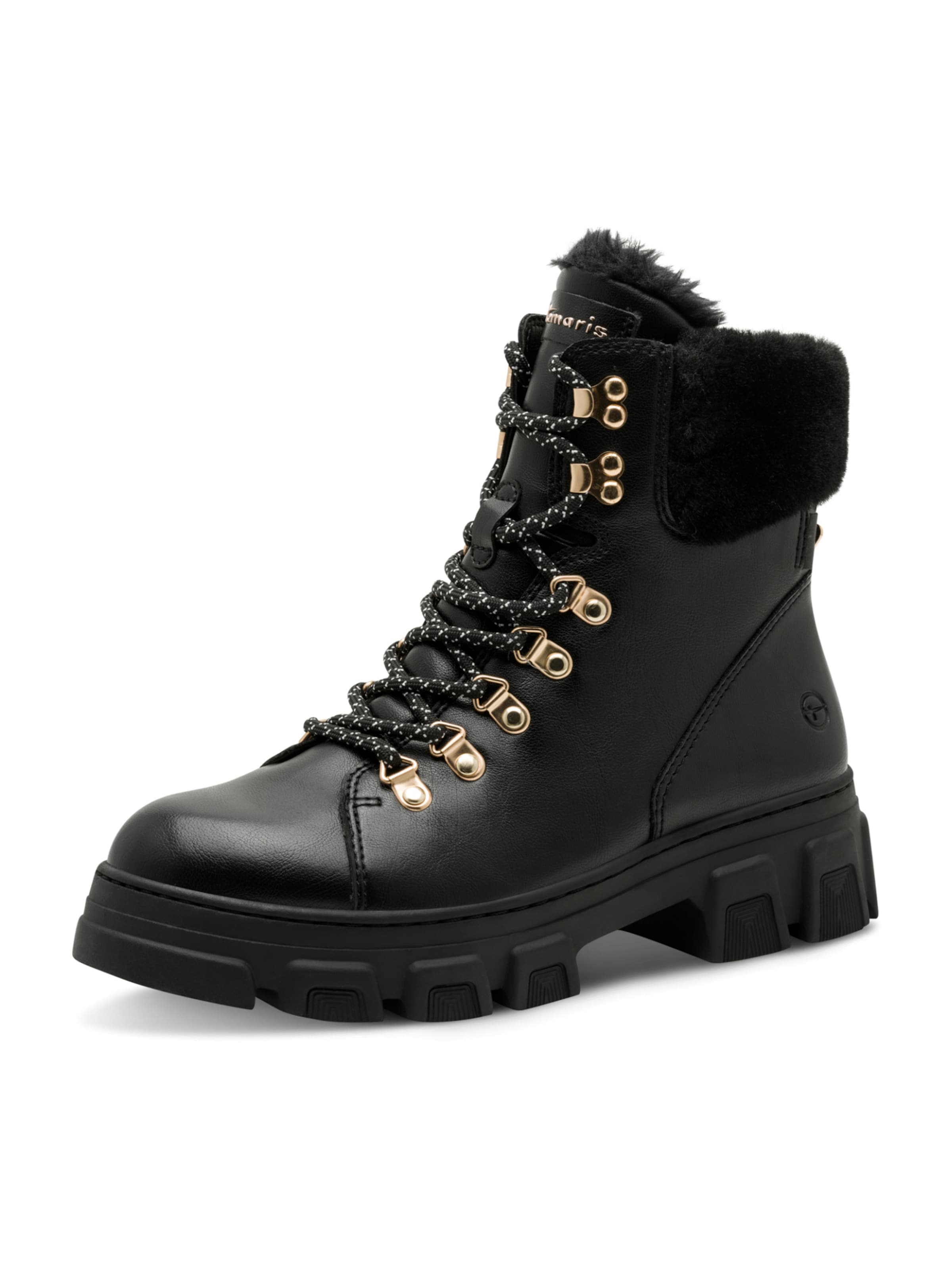 Ghete cu șireturi Tamaris pe negru, Vizualizare produs