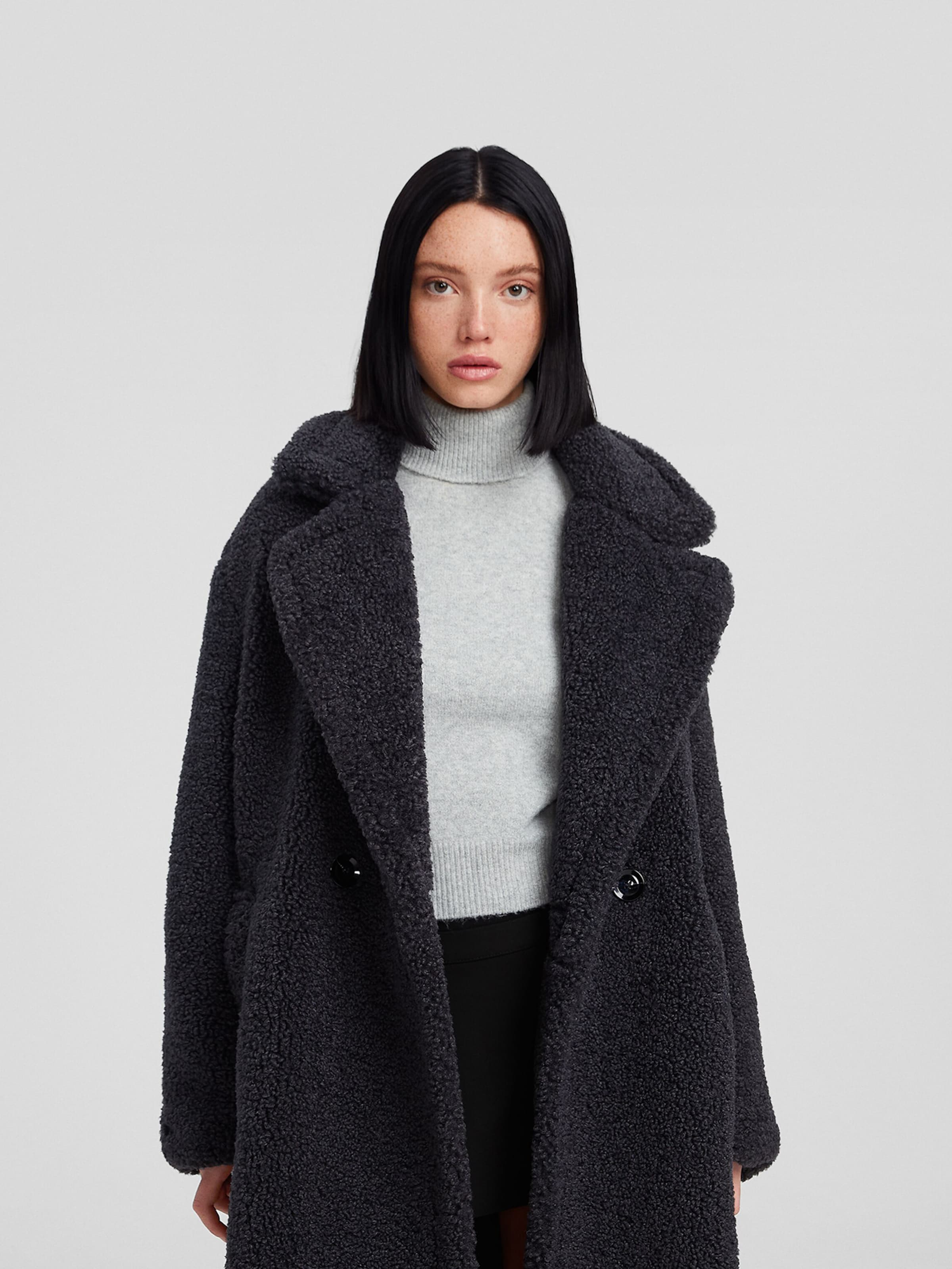 Manteau gris bershka cheap