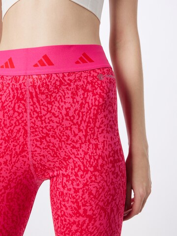 ADIDAS PERFORMANCE - Skinny Calças de desporto 'Techfit Pixeled Camo' em rosa