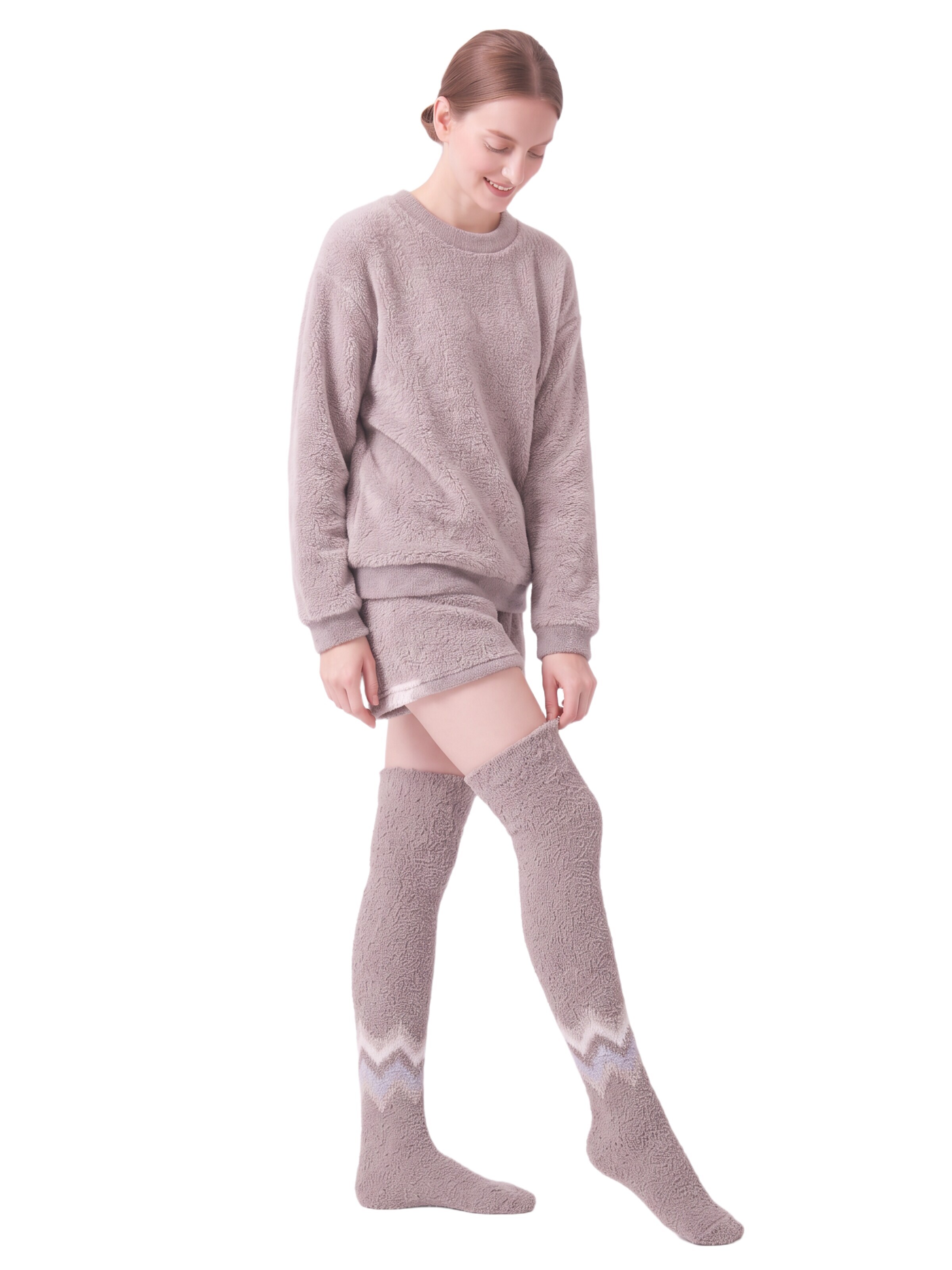 BONVERANO Over the Knee Socks in Brown