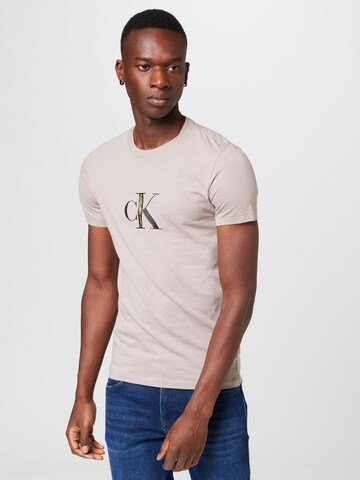 Calvin Klein Jeans T-Shirt in Beige: Vorderseite