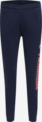 Hummel Tapered Workout Pants in Blue: front