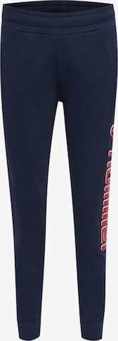 Hummel Tapered Workout Pants in Blue: front