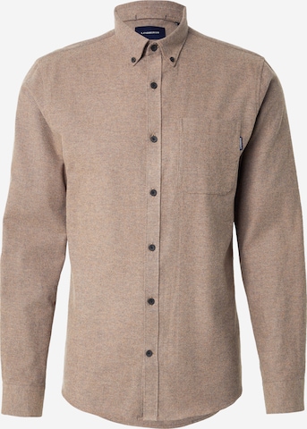 Lindbergh - Camisa 'Brushed' en marrón: frente