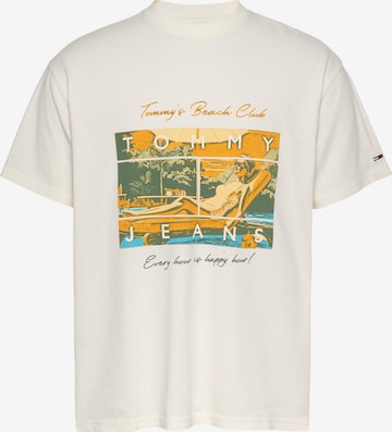 Tricou 'BEACH CLUB' de la Tommy Jeans pe alb: față