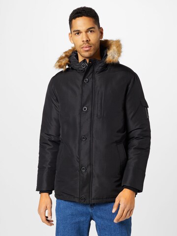 BURTON MENSWEAR LONDON Winterjas in Zwart: voorkant