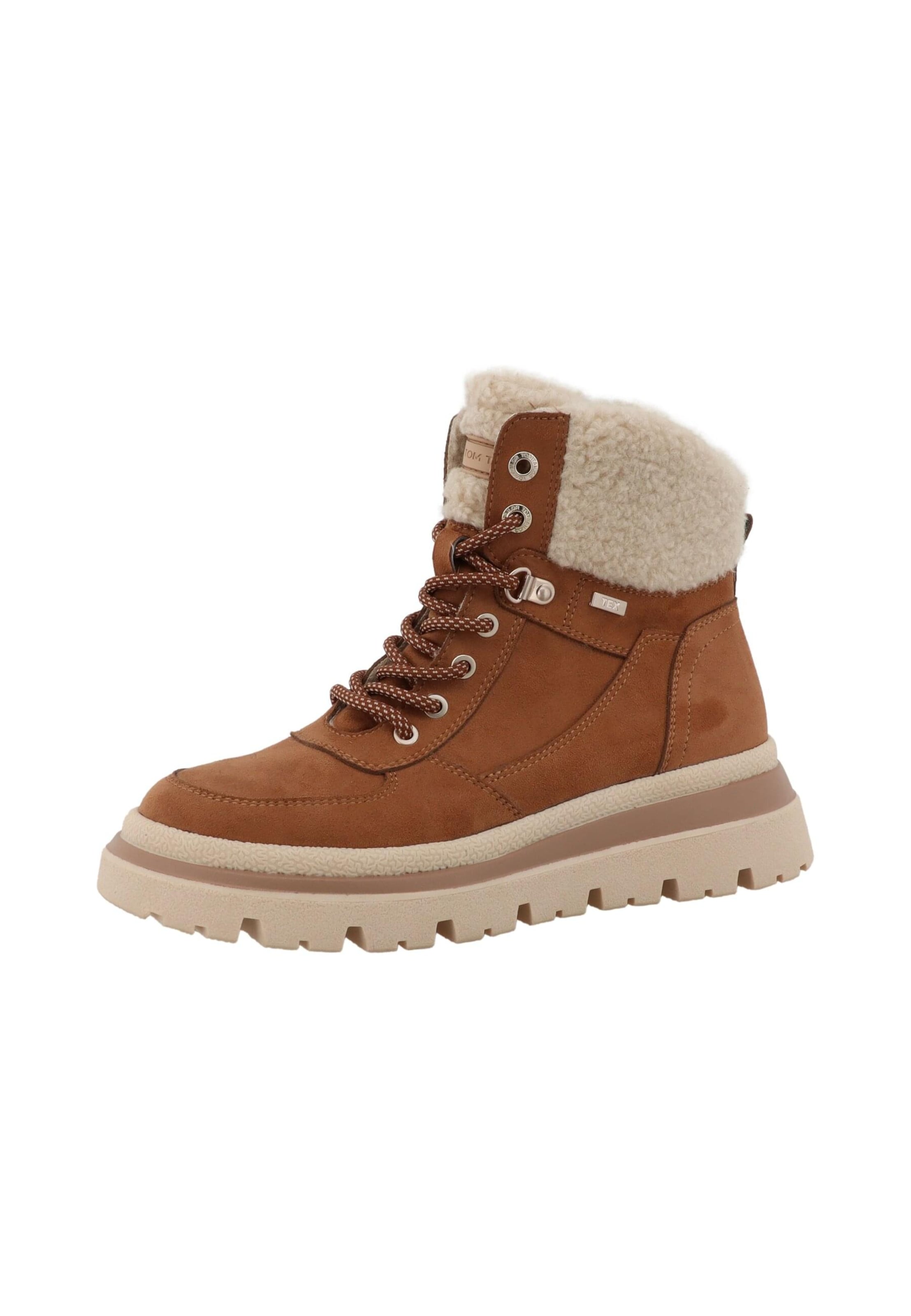 TOM TAILOR Šněrovací kozačky – hnědá: přední strana