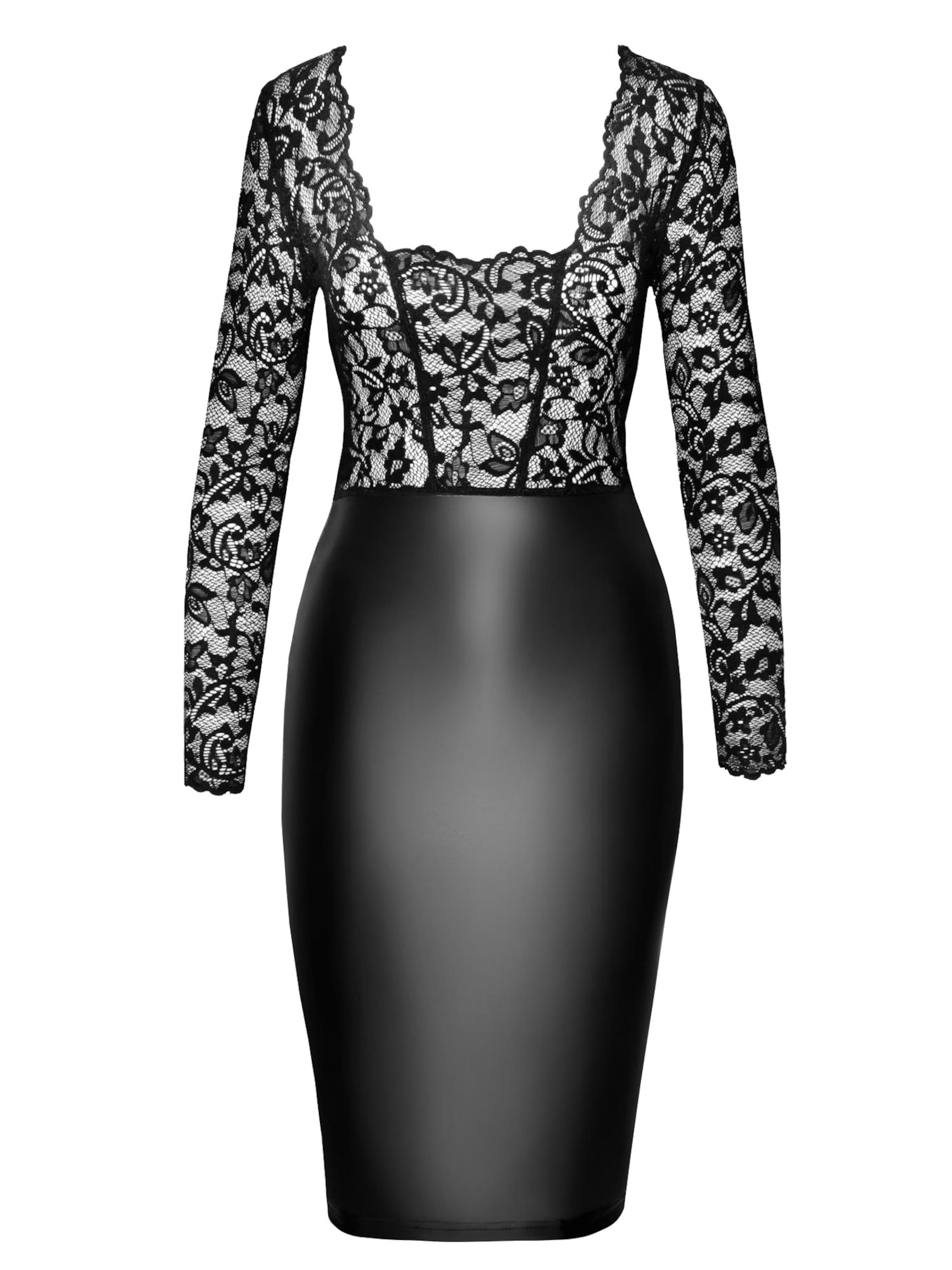 Noir Handmade Dress 'Wetlook-Kleid F295' in Black: front