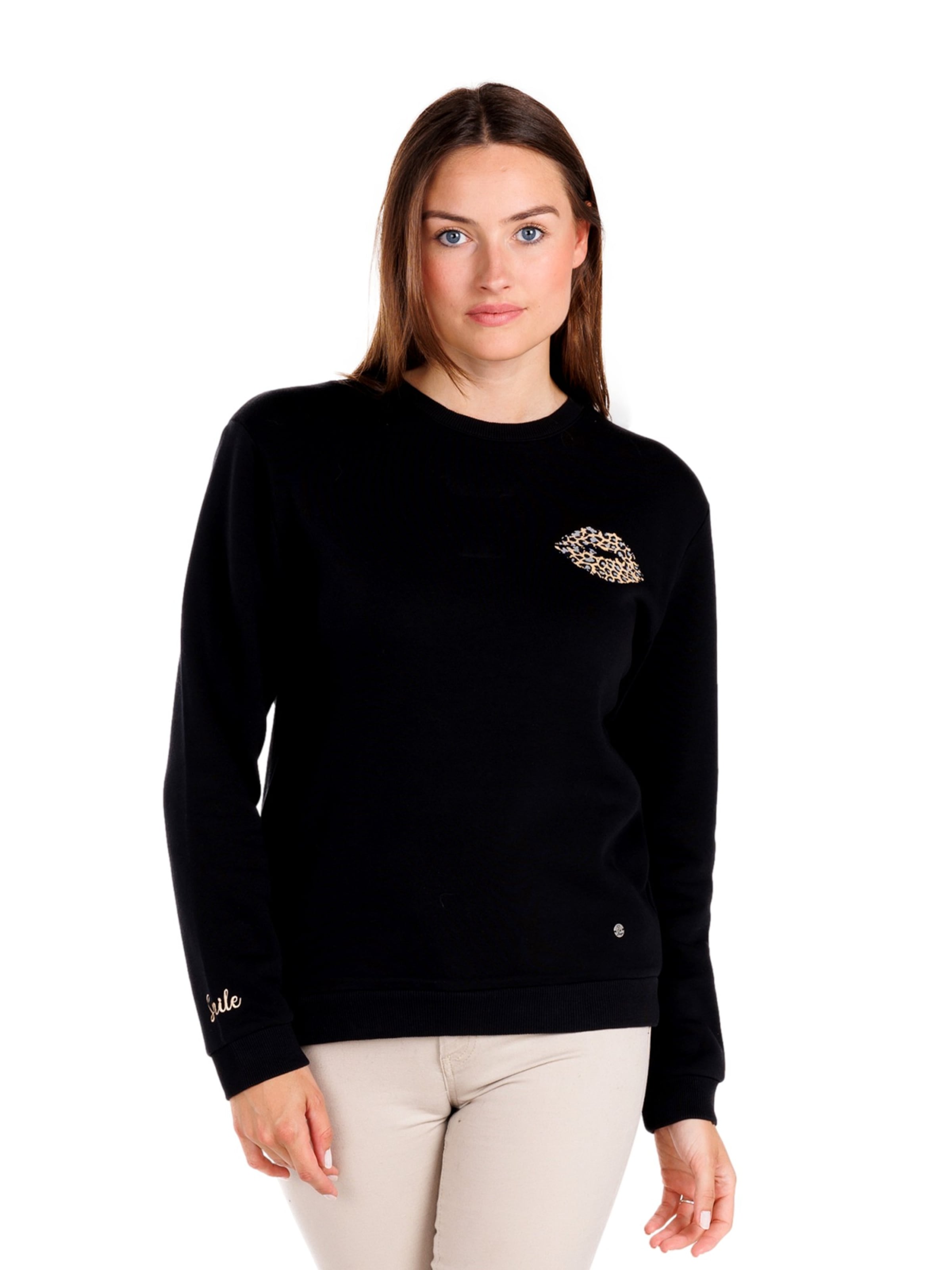 Key Largo Sweatshirt 'KISS' in Zwart: voorkant