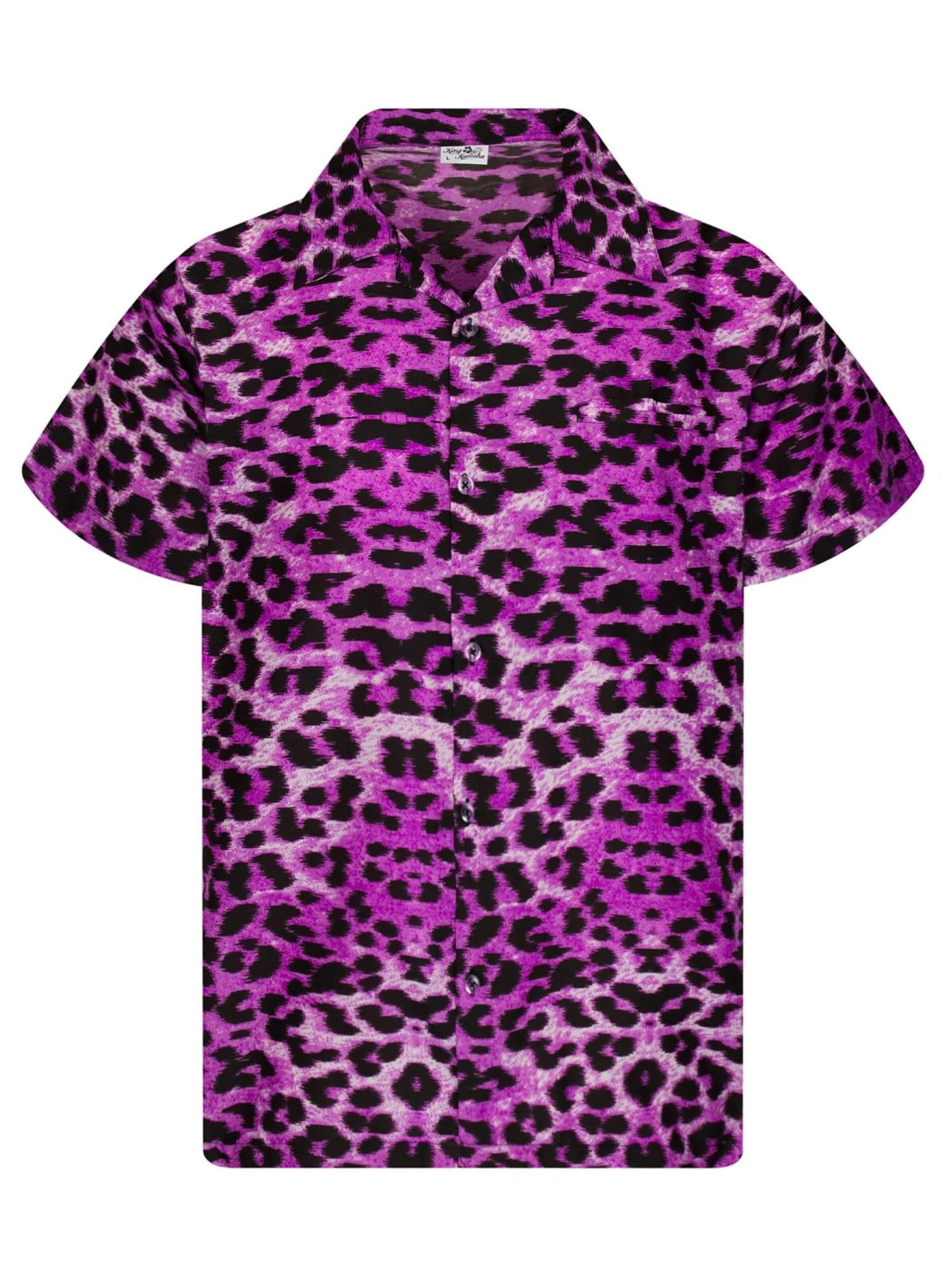 Regular fit Camicia 'Leopard' di King Kameha in lilla: frontale