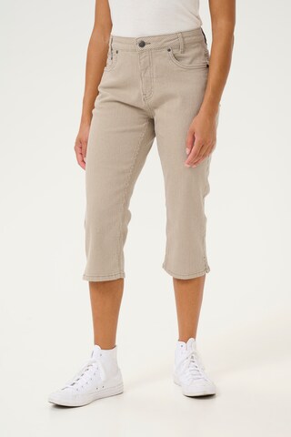CULTURE Slim fit Trousers 'Milky' in Beige: front