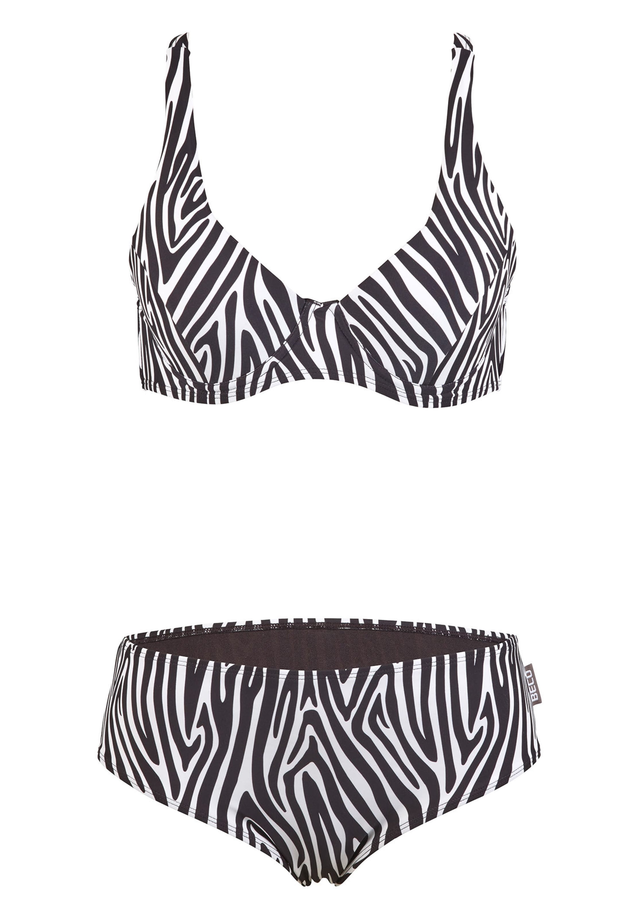 BECO the world of aquasports Bustier Bikini 'Zebra Vibes' in Zwart: voorkant