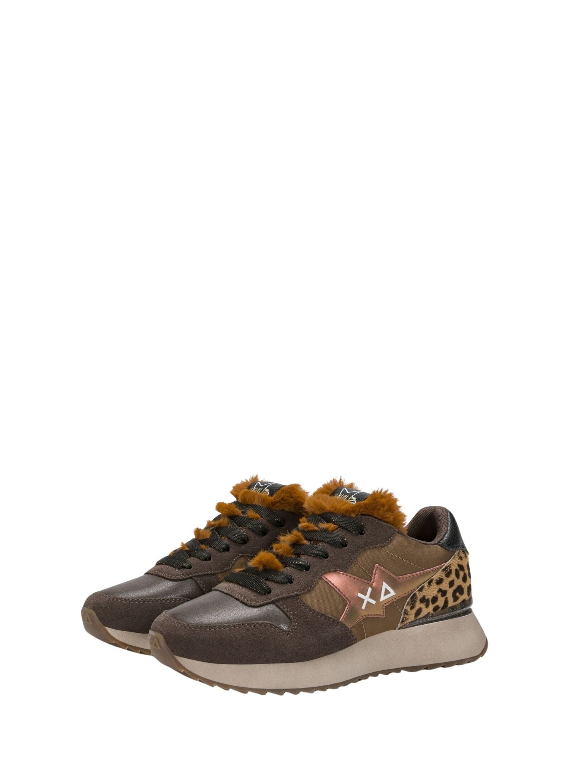 Sneaker bassa 'Sneakers Sun68 Stargirl Animalier da donna in camoscio e tessuto marrone Z46224 08' di SUN68 in marrone