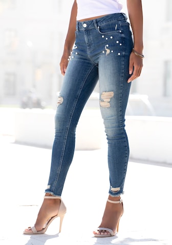 LASCANA Skinny Jeans in Blue: front