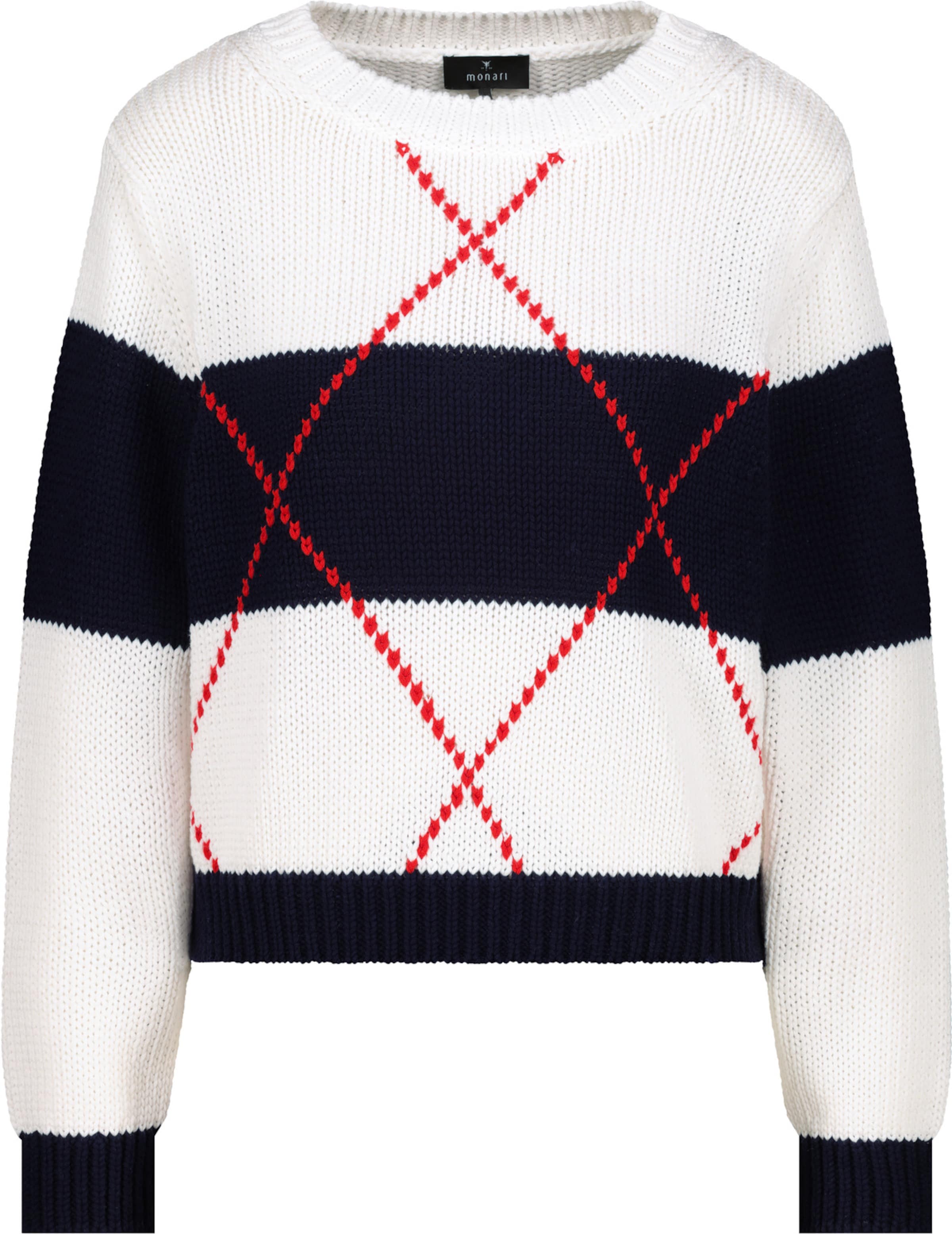 monari Pullover in rot / schwarz / weiß, Produktansicht
