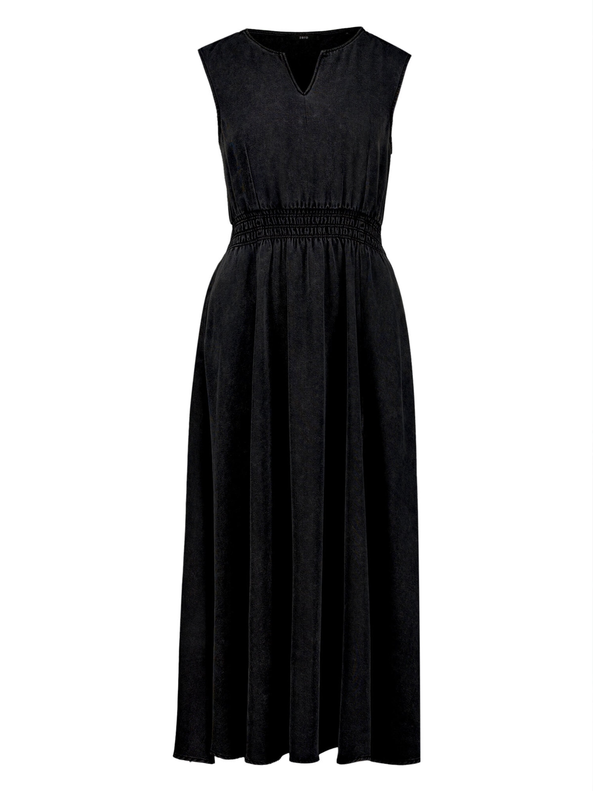 zero Midikleid mit elastischem Bund in Schwarz: Vorderseite