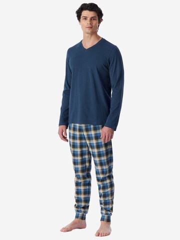 SCHIESSER Long Pajamas ' Casual Essentials ' in Blue: front