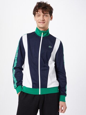 Lacoste Sport Athletic Zip-Up Hoodie in Blue: front