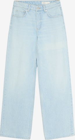 Wide leg Jeans de la Bershka pe albastru: față