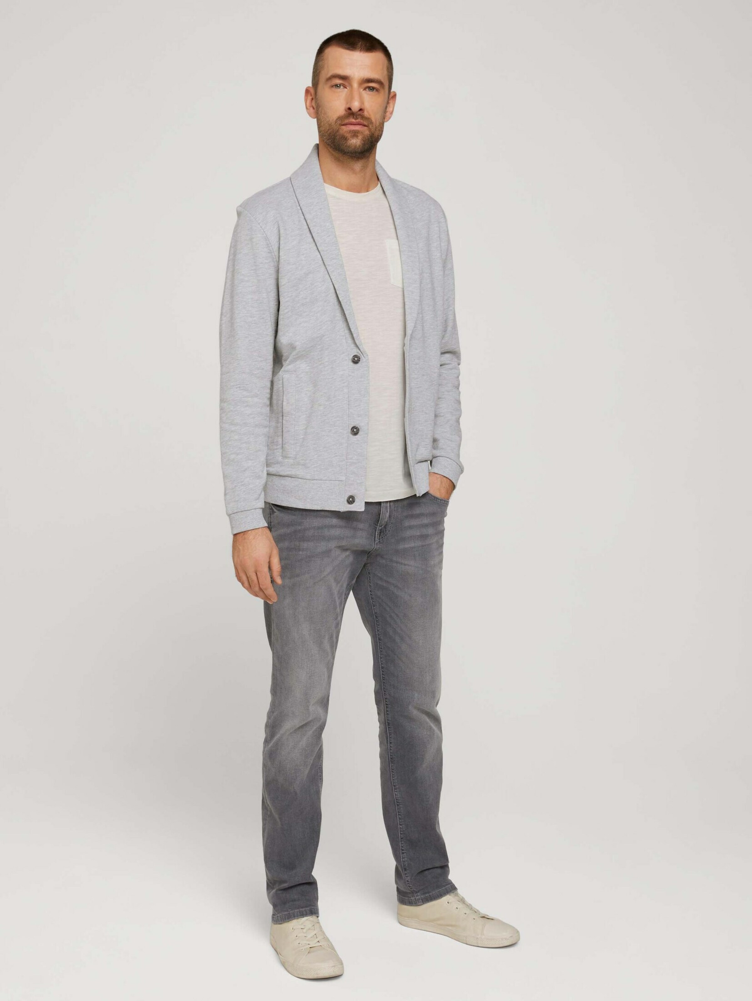 Männer Große Größen TOM TAILOR Strickjacke in Hellgrau - NU28772 Männer Große Größen TOM TAILOR Strickjacke in Hellgrau - NU28772