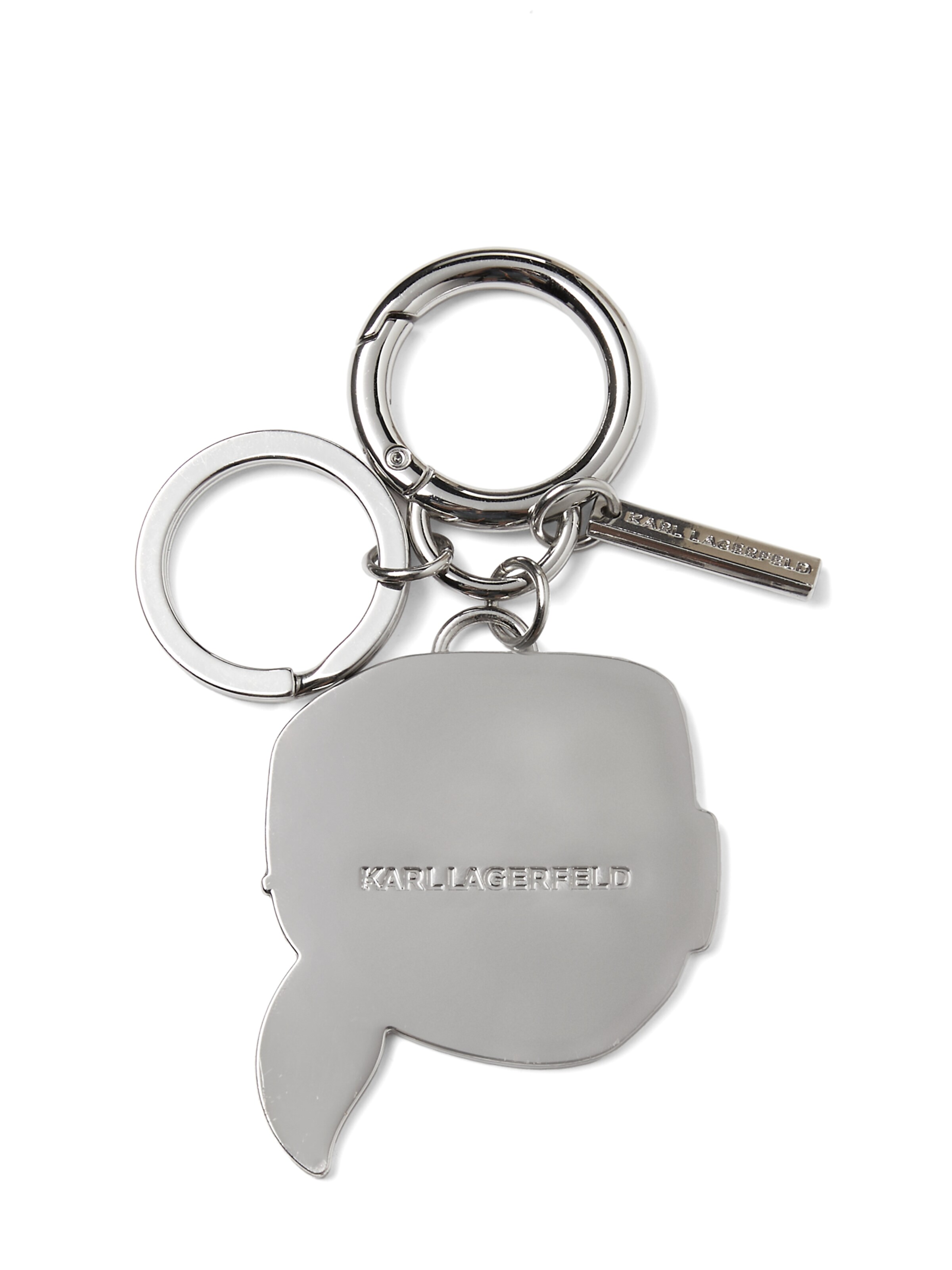 Portachiavi ' K/IKONIK KARL SCHLÜSSELANHÄNGER MIT STRASS ' di Karl Lagerfeld in argento