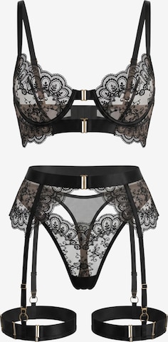 Orchibelle Balconette Underwear Sets 'Marielle' in Black: front