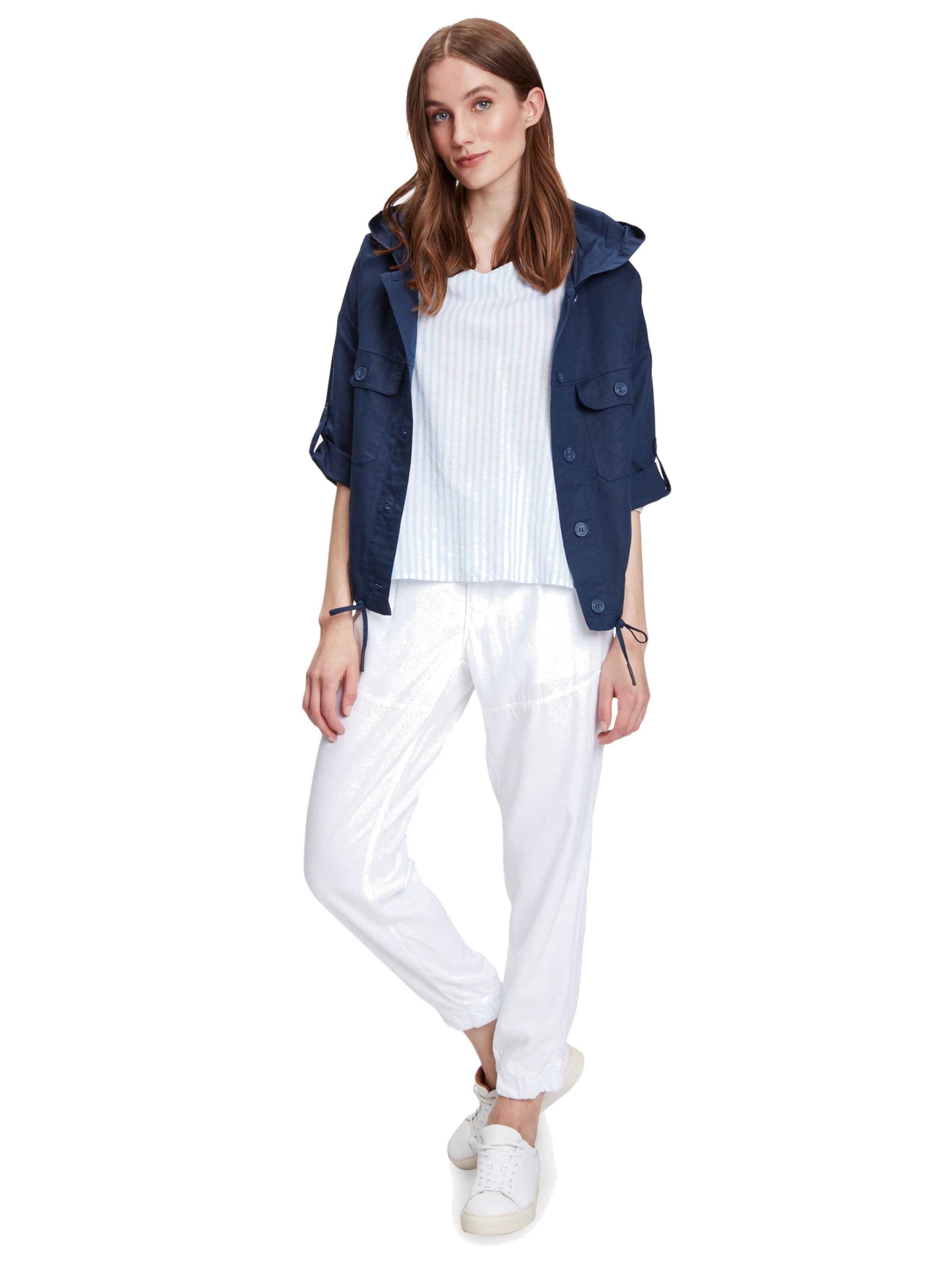 Frauen Blazer Betty & Co Leinenjacke mit Kapuze in Marine - OR99499 Frauen Blazer Betty & Co Leinenjacke mit Kapuze in Marine - OR99499