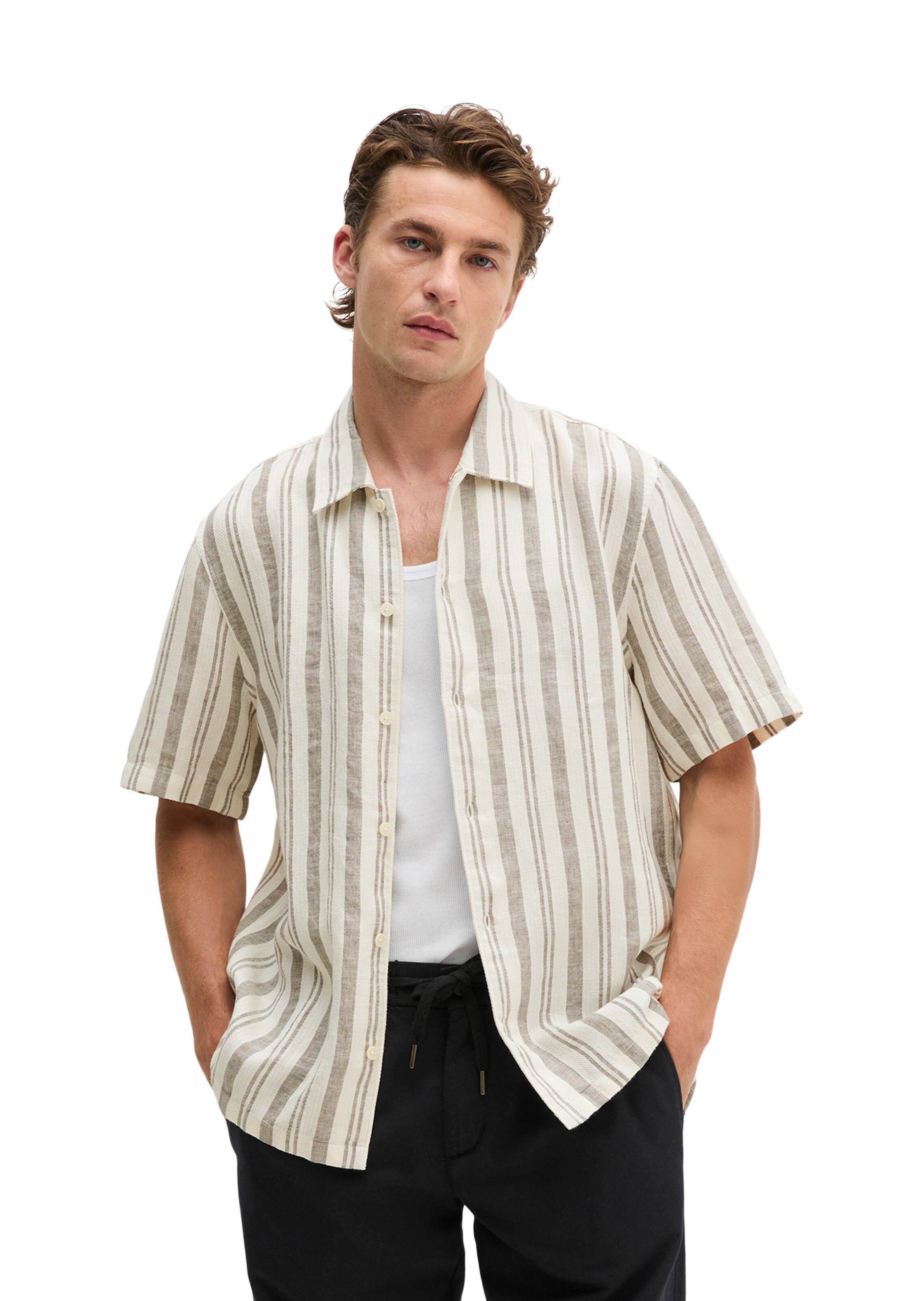 Marc O'Polo Regular fit Button Up Shirt in Grey: front