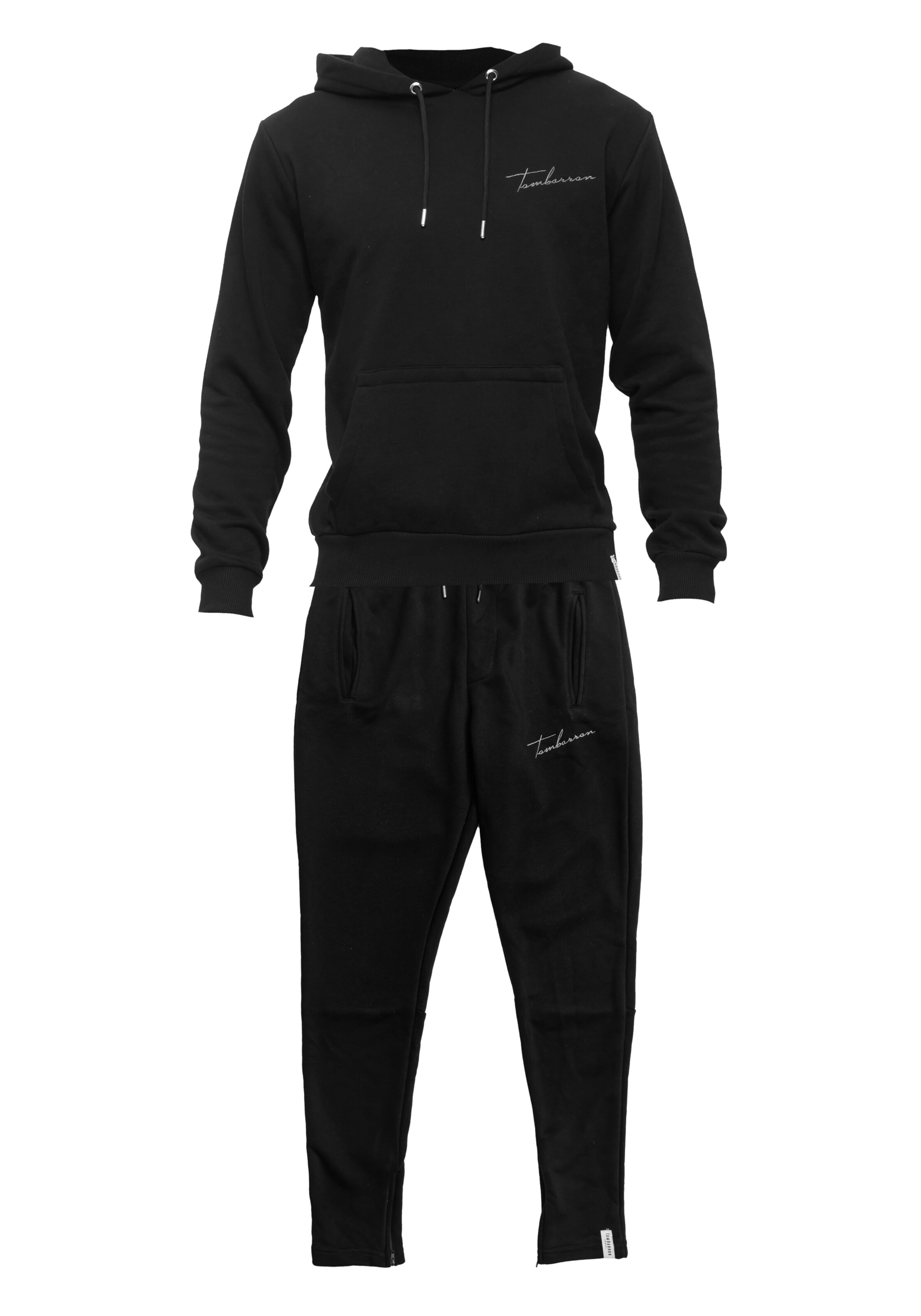 Tom Barron Jogginganzug mit Label-Print in Schwarz: Vorderseite