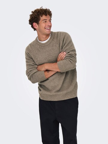 Only & Sons Свитер 'ONSDALE' в Коричневый: спереди