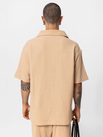VAMOS CLO Comfort fit Button Up Shirt 'Moselle' in Beige