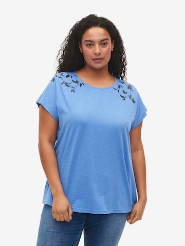 Zizzi Shirt 'Dan' in Blue: front